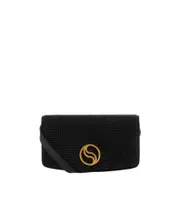 Stella McCartney Rhinestones-Embellished S-Wave Mini Wallet One size Black