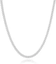 [MOLAYES] 925 Sterling Silver 5mm Curb Cuban Link Chain Necklace Sterling Silver Chain for Men Women 16-30 Inches Made in Italy