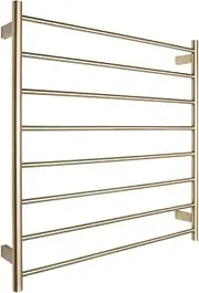 EZY FIT Heated Towel Rail - Round Tube - Dual Wired - (W900mm x H920mm) - PVD Brushed Brass