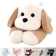 uoozii 24''/4 lbs Dog Weighted Stuffed Animal for Anxiety & Stress Relief - Giant Stuffed Animal Comfort Big Plushie Toy Gifts for Kids & Adults (Dog) Grey/Pink/White