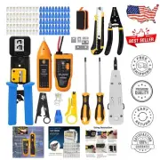 Ergonomic RJ45 Crimp Tool Set with 50 Connectors - Professional Networking Kit