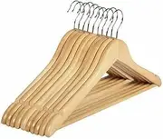 AIMALL 10 PCS Bulk Wooden Clothes Hangers, Coat, Pant, Suit Hangers with Swivel Hook, Rack Wardrobe Wood, 44.5cm x 1.2cm, Notched and Lower Bar for Trousers