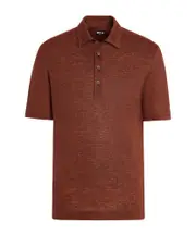 Brick Red Oasi Lino Polo Shirt IT52,IT50,IT48 brick red