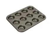 Muffin Pan 12 Cup Bakemaster 350x270mm Cupcake Baking Bake Non-Stick Tin