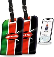 [Pack 2] tag8 Kenya Flag Smart Luggage tag |Trendy Luggage tag ID Identification | Suitcase Tag | Fashionable Digital Name tag | Airline Compliant, SITA World Tracer Code Enabled | Gift idea