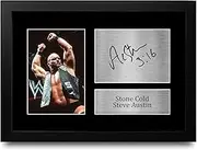 HWC Trading FR Stone Cold Steve Austin Gift Signed FRAMED A4 Printed Autograph WWF WWE Wrestling Gifts Print Photo Picture Display