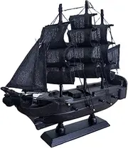 HYTTER Sailboat Model Tabletop Engraving Solid Wood Replica Pirate Ship Home Children's Room Decoration Men and Women Creative Pendant 18CM, HYTTER902311111