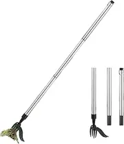 Fychuo Weed Puller Tool, Stand Up Weed Remover Tool, Weed Puller Long Handle Weed Puller Root Remover Detachable Weed Puller Garden Weeder Tool with 4 Claws, Long Handled Weeding Tool for Patio Lawn