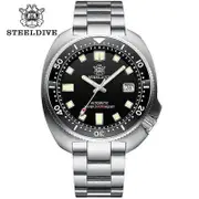 STEELDIVE Brand SD1980 200m Diver Watch Stainless Steel NH35 Automatic Dive Watches NH35 Ceramic Bezel Mechanical Watch Mens NH35 Movt 80-HH-SS Black