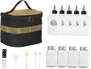 RNXRZANK Travel Bag for Camping Spice Jars, Portable Container Case for Outdoor Cooking, with Jars, as described
