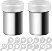 2 Stainless Steel Powder Shakers, Mesh Shaker Powder Cans for Coffee Cocoa Cinn