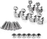 6 in-Line Semi-Closed Guitar Locking Tuners Tuning Pegs S Heads Set for St Electric Guitar Silver