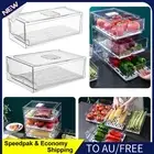 AU Drawer-Type Fridge Storage Container with Drain Tray for Food Egg Meat Storag