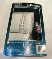 Bucilla Stamped Pillowcase Pair Embroidery Kit #63112 Loops of Love