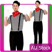Mesmerizing Mime Costume Mens Men French Artist Clown Circus Fancy Dress Outfits