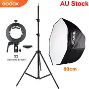 Godox 80cm Octagon Umbrella Softbox +2m Light Stand + S2 Bracket For Speedlite