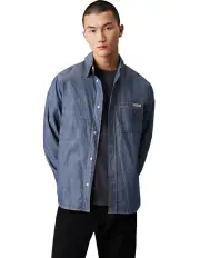 [Calvin Klein Jeans] One Pocket Chambray Shirt in Blue