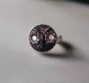 Antique Button Ring, Owl Face