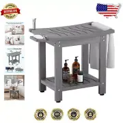 Waterproof Ergonomic Shower Chair - Large Modern Bath Safety Stool in Gray