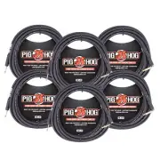 6x Pig Hog Tour Grade 18.5ft 1/4" Instrument Cables - Straight to Right Angle