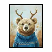 Cute Bear Framed Print Fine Art Poster Print