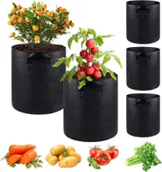 10 Gallon Grow Bags, 5 Pack Heavy Duty Thickened Plant Pots with Handles, Nonwoven Aeration Fabric Planter Bag for Indoor Garden Vegetables Flower