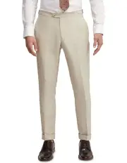 [Oxford] Byron Wool Linen Cuffed Suit Trousers in Sand