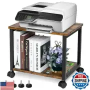 Cakokow Under Desk Printer Stand - 2-Tier Industrial Mobile Printer Table wit
