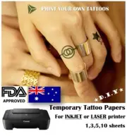 A4 DIY, TEMPORARY TATTOO PAPERS - / AUSPOST / Print your own tattoos / Kids Fun