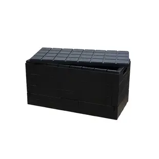 日本岩谷Iwatani Grid格子磚可堆疊摺疊收納椅-38.5L-黑