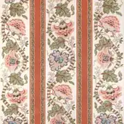 Brunschwig Fils Jacobean Floral Stripe Print Fabric- Lauris Print Apricot 2.95yd