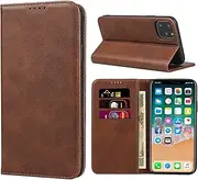 Cavor for iPhone 11 Pro Case,Cowhide Pattern Leather Case Magnetic Wallet Cover with Card Slots(5.8") -Dark Brown