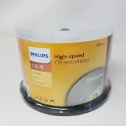 Pack of 50 Philips CD-R Disc Media 700MB 52X Speed 80min New Factory Sealed