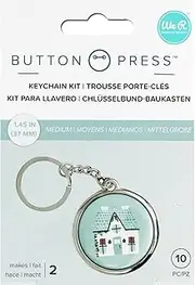 We R Memory Keepers Button Press Keychain Kit, Makes 3, 1.45 Inch, 37 MM, Easy to Use, DIY Craft, Crafts, Perfect for Any Occasion, Paper, Kids, Any Age, Scrapbooking