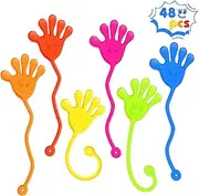 Sticky Hands Bulk 48 PCS Party Favors for Kids 4-8 8-12 Stretchy Sticky Hand Toy Easter Basket Stuffers Egg Fillers Goodie Bag Stuffers Treasure Box Toys for Classroom Prizes Birthday Party Supplies