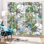 Cute Elephant Painting 3D Blockout Photo Print Curtain Fabric Curtains Window