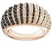 SWAROVSKI CRYSTAL LUXURY RING DOMED JET BLACK/ROSE GOLD SIZE LARGE 5412035.NEW