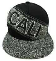 CALI Snapback Cap Hat California Republic 100% Cotton OSFM Black New
