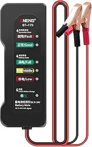 BT170 Portable 12V Car Battery Tester DC 9-24V Battery Testing Tool with Indicator Fault Analyzer Overload Test for Automobile cycle