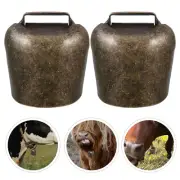 2 Pcs Cow Bell Cowbell Large Rustic Bells Bronze for Animals Stylish