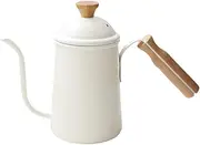 LCSVCCXA Long Spout Coffee Kettle Gooseneck Stainless Steel Tea Pot for Shop Cafe Camping, White