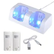 Dual Charger Station 2*2800mAh Rechargeable Battery For Wii Remote Control NEW