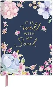 C.R. Gibson Dark Blue Floral "It Is Well With My Soul" Hardcover Journal Notebook for Women, 6" W x 8.5" L, 160 Pages