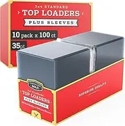 Cardboard Gold - 35pt Top Loaders for Cards with Bonus Soft Sleeves - 1000 Count - Premium 3x4 Inch Trading Card Toploaders - Protect Your Baseball and Sports Cards with These Hard Plastic Protectors
