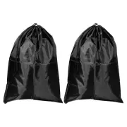 2pcs 31.5" Clothes Storage Bag, Double Drawstring Bags for Camping, Black