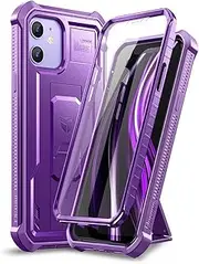 [Dexnor] Case Compatible with iPhone 12 & 12 Pro [6.1 inch] 360 Full Body Heavy Duty Military Grade Shockproof Hard Back Cover Built-in Screen Protector and Kickstand for iPhone 12/12 Pro - Purple