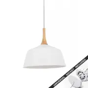 Snap Lighting Nordic Timber and Metal Dome Downlight to Pendant Light Conversion Kit White Medium