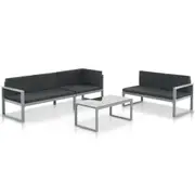 3 Piece Garden Lounge Set with Cushions Aluminium Black vidaXL