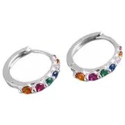 ANYCO Earrings Sterling Silver Luxury Colorful Zircon Ear Chic Princess For Women Girl Teen Chic Fashion Stylish Accessories Jewelry Gifts