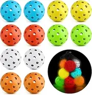 18 PCs Glow in The Dark Balls with 40 Holes, Outdoor Balls Luminous Hollow Balls Glow, Pickle balls glow green at night, Durable 40 Holes Balls, Indoor Practice Balls for Tournament Play and Training